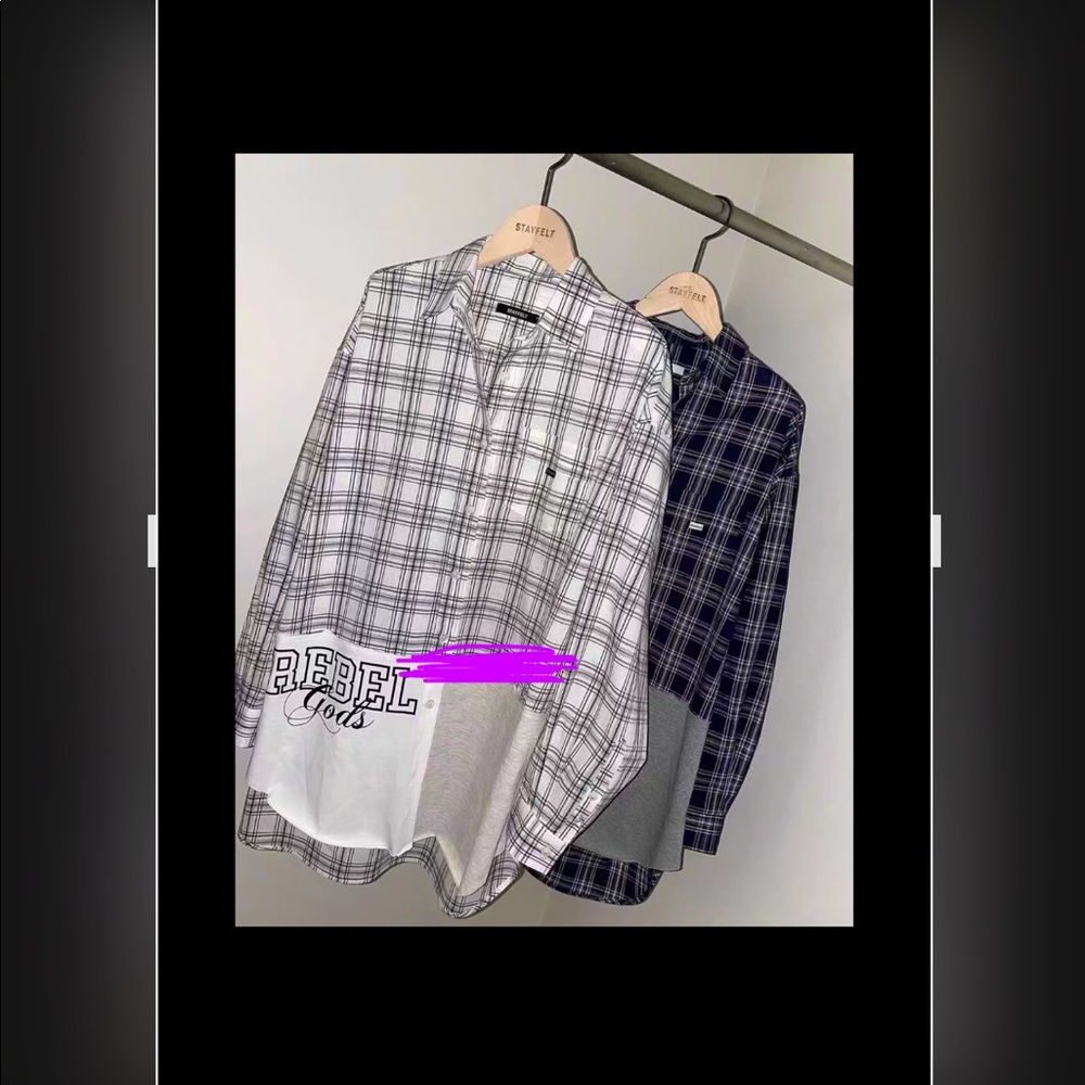 Korea STAYFELT Checked Plaid Shirt Tee
